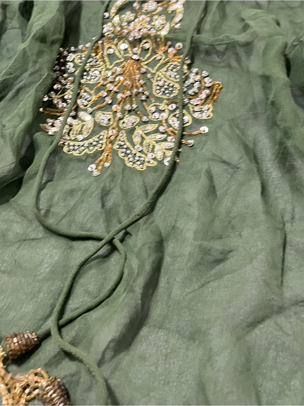 Vintage Papell Boutique Evening 100% Silk Beaded Tunic Blouse - Picture 3 of 7